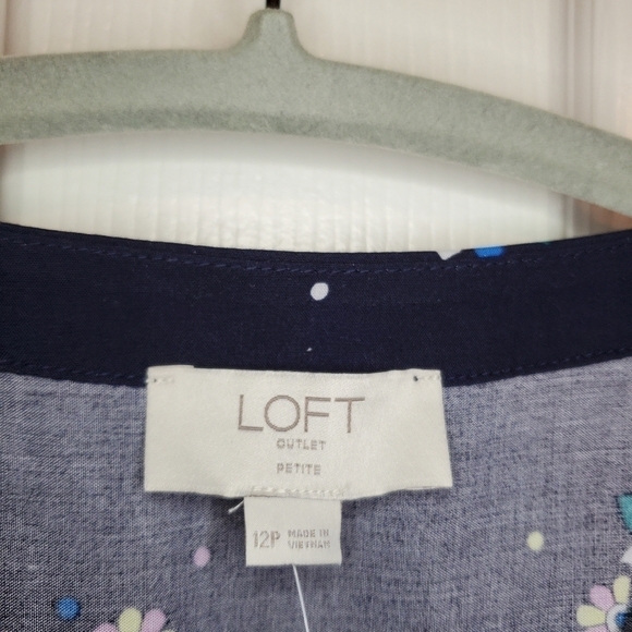 Loft Outlet Blue Button Up Dress w/tie Sz 12P - Picture 10 of 10